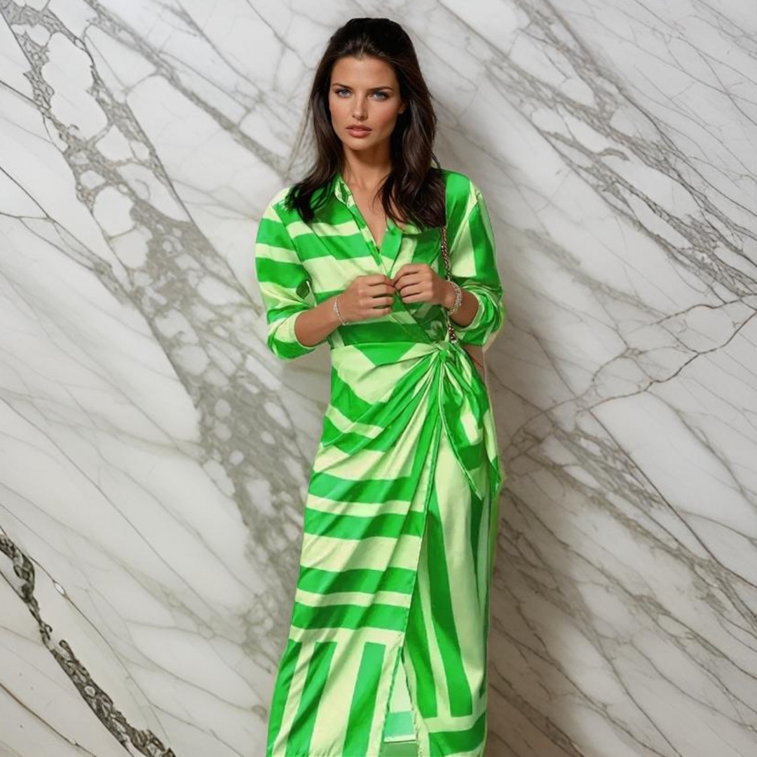Miral – Elegant Wrap Dress with Pattern
