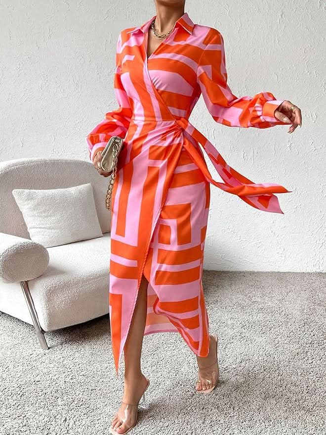 Miral – Elegant Wrap Dress with Pattern