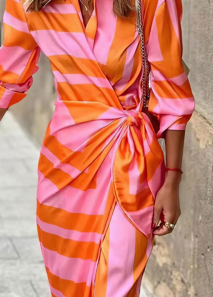 Miral – Elegant Wrap Dress with Pattern